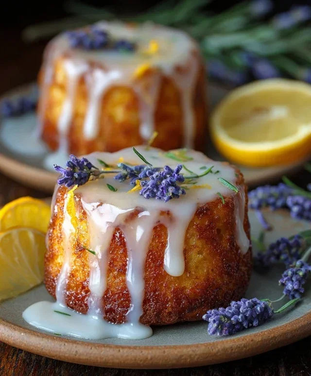 Mini Lemon Cakes With Lavender Glaze