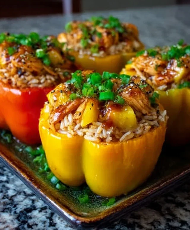 Teriyaki Pineapple Chicken and Rice Stuffed Peppers: A Sweet and Savory Meal