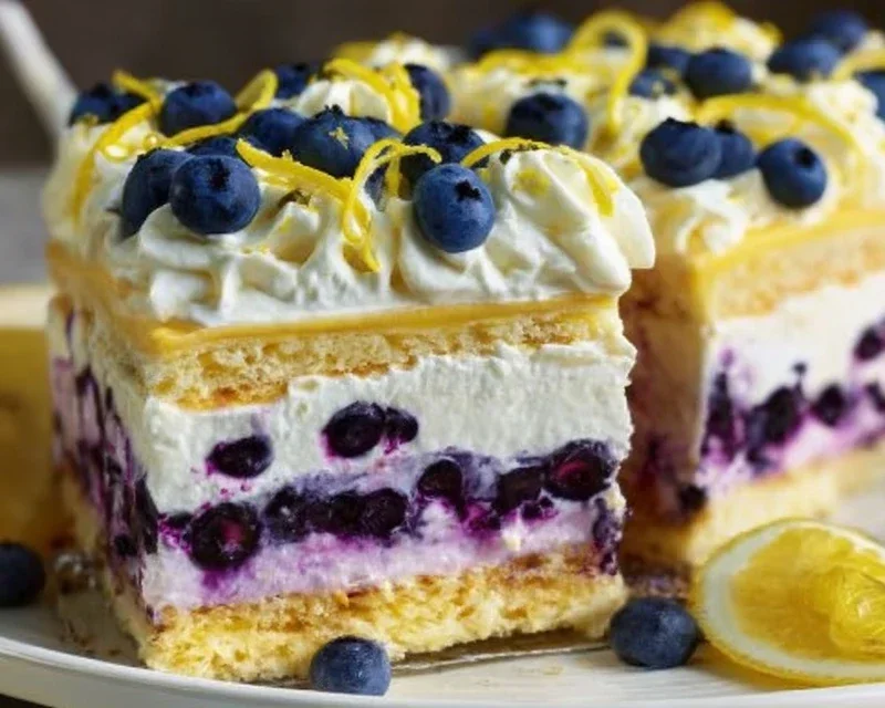 No-Bake Lemon dazzling Blueberry cream Cake