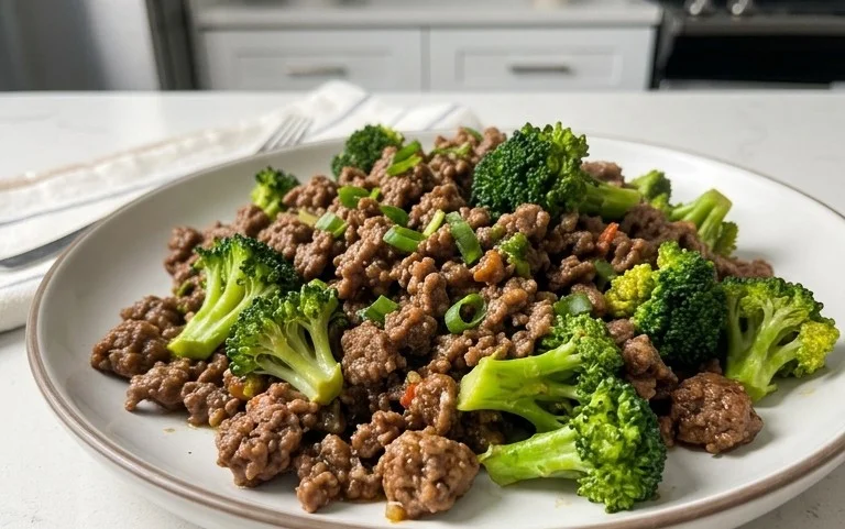 Ground Beef and Broccoli