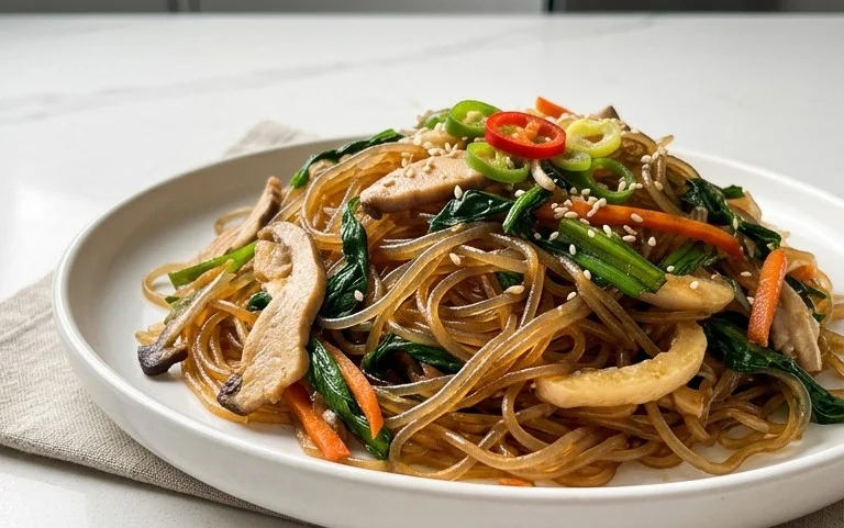 Japchae (Korean Glass Noodle Stir Fry)