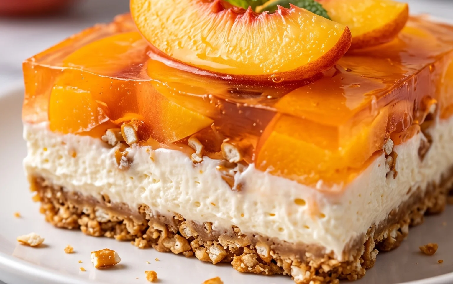 Peach Pretzel Salad Dessert