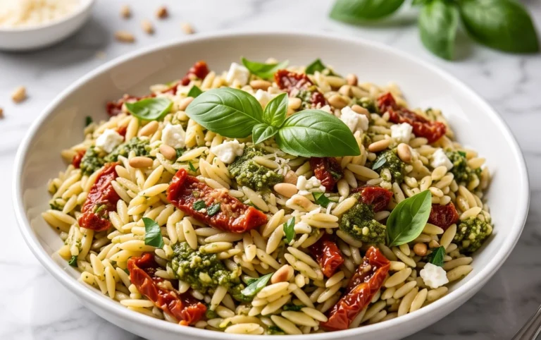 Sun Dried Tomato Orzo Pesto Salad