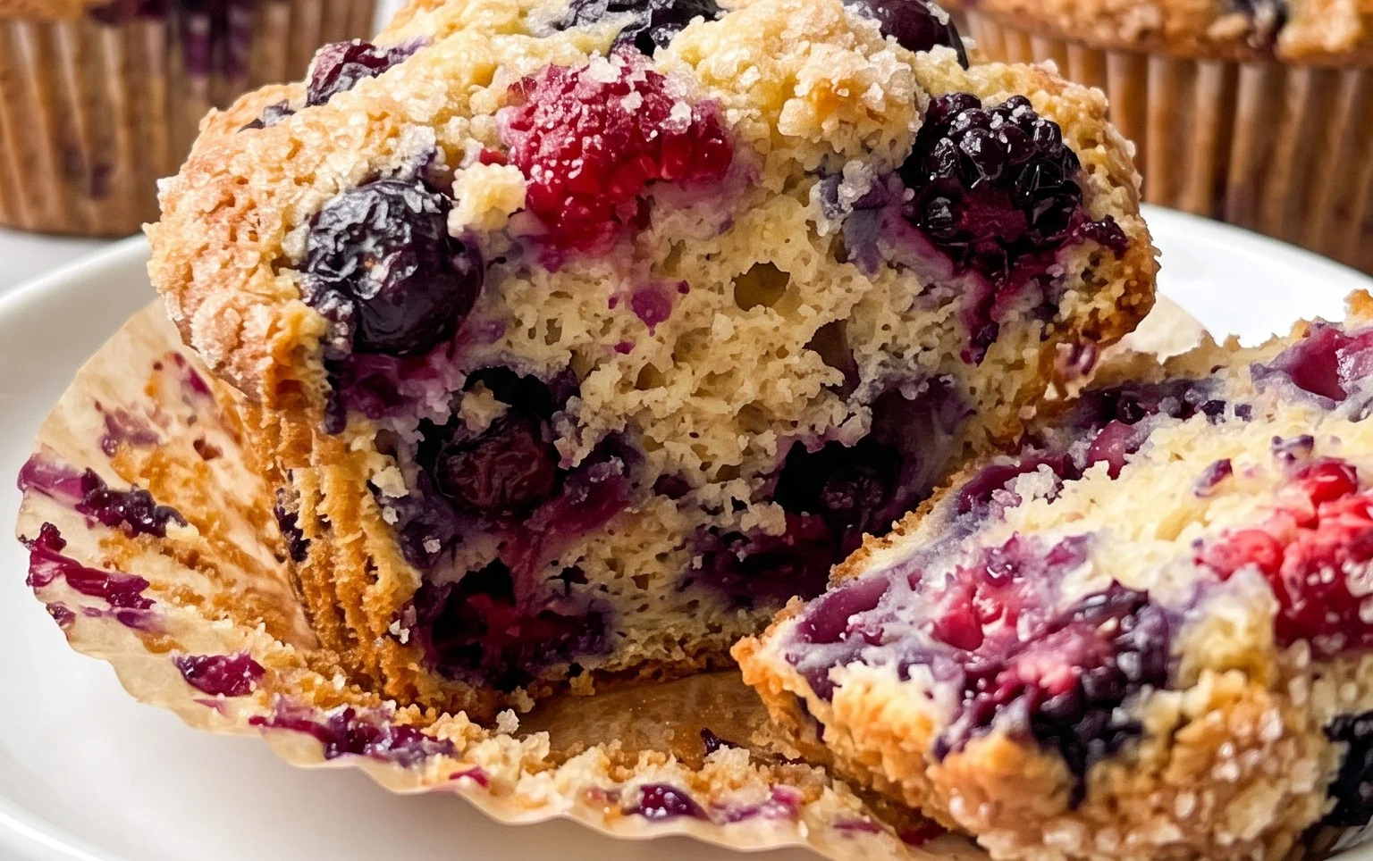 Bakery Style Mixed Berry Muffins | with Frozen Berries