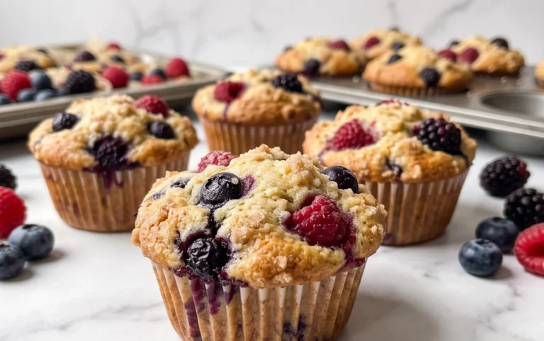 Bakery Style Mixed Berry Muffins | with Frozen Berries