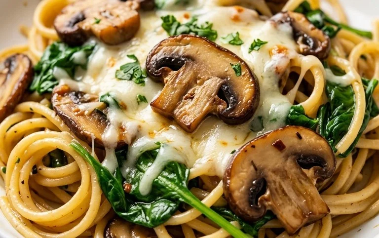 Parmesan Spinach Mushroom Pasta Skillet