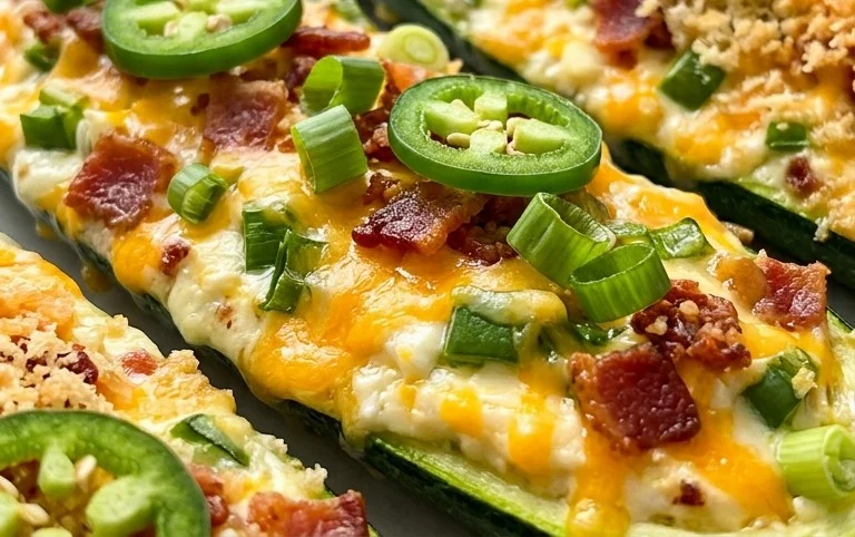 Jalapeno Popper Zucchini Boats