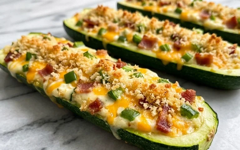 Jalapeno Popper Zucchini Boats