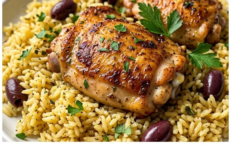 Greek Chicken and Lemon Rice (30 Minutes, One-Pot)