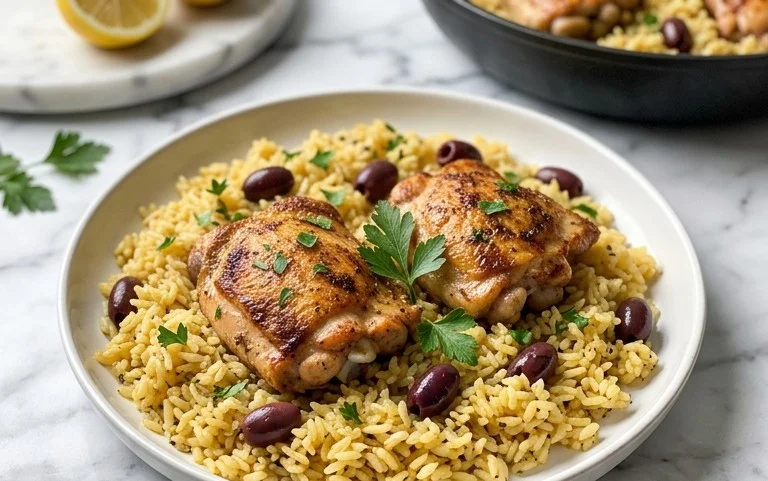 Greek Chicken and Lemon Rice (30 Minutes, One-Pot)