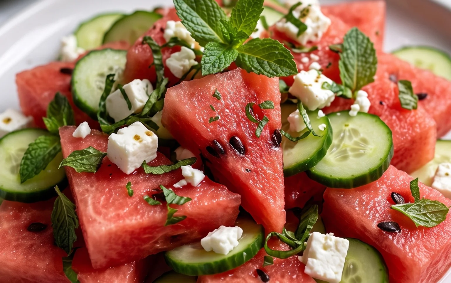 Watermelon Salad with Cucumber and Feta