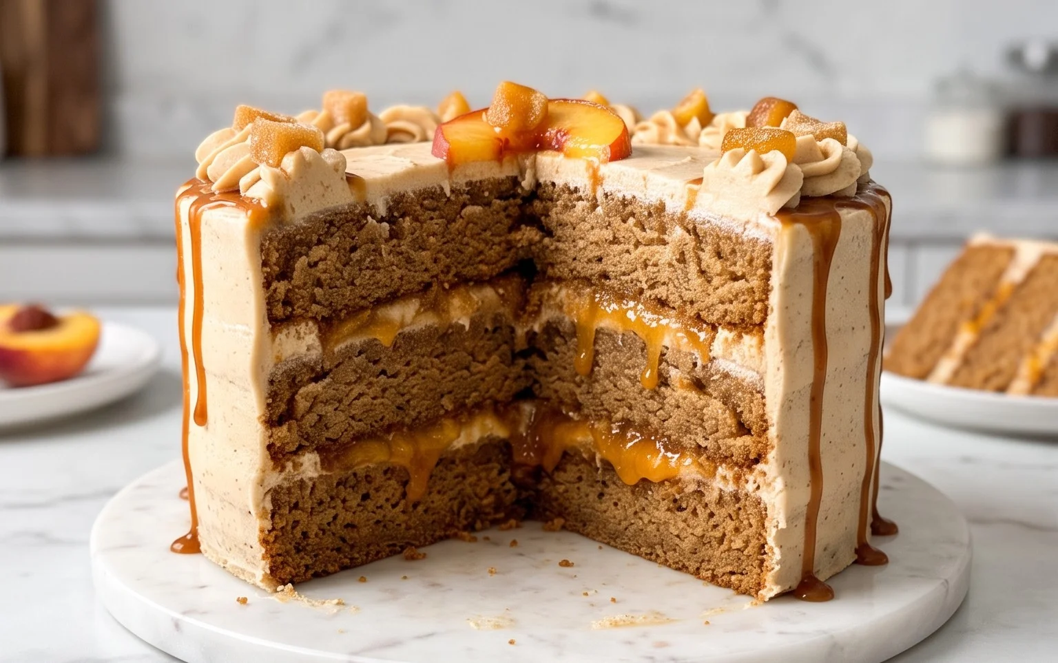 Brown Sugar Layer Cake with Peach Filling