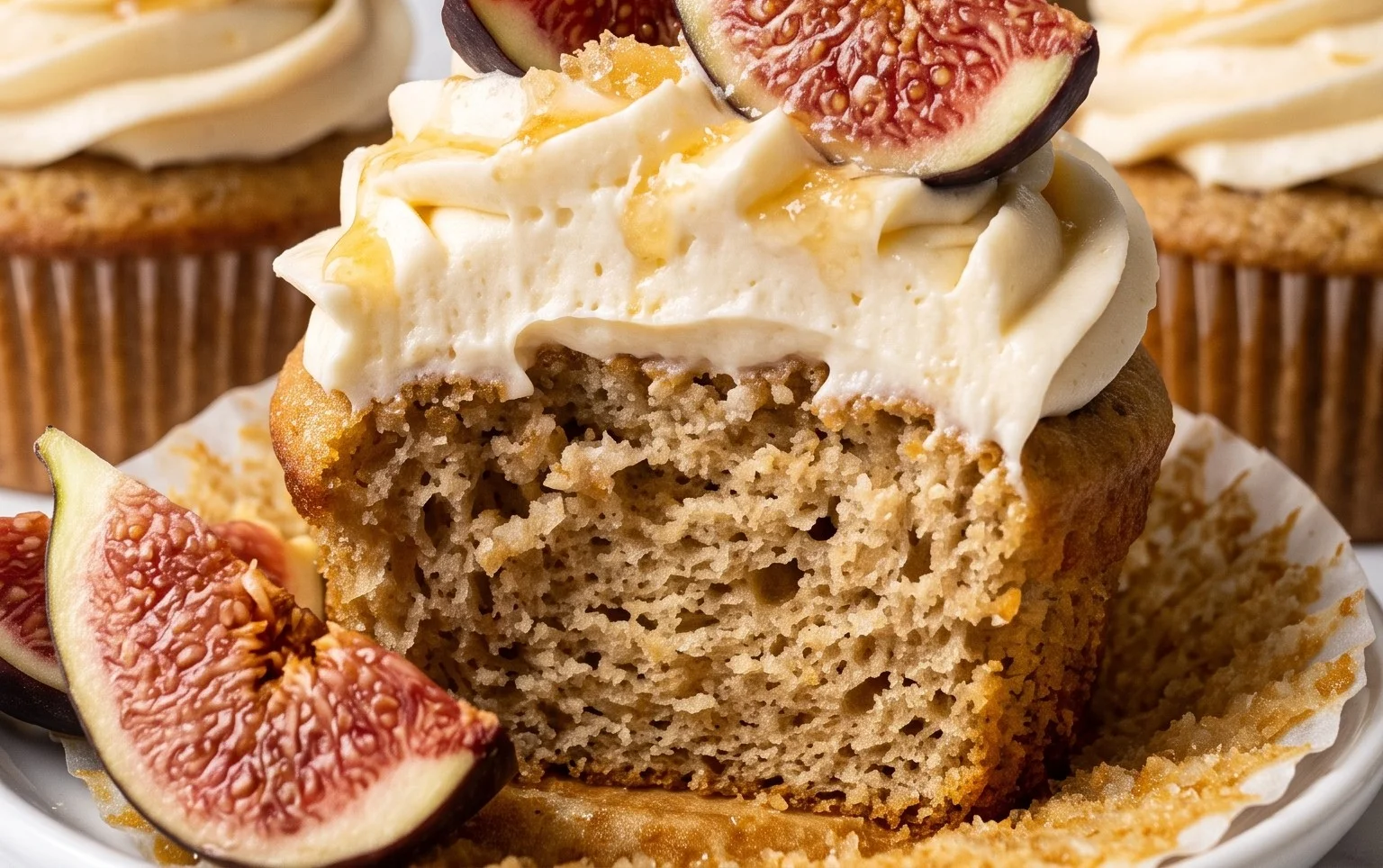 Fig Cupcakes with Honey Cream Cheese Frosting