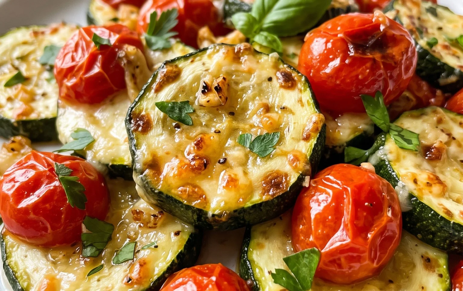 Roasted Garlic-Parmesan Zucchini, Squash and Tomatoes